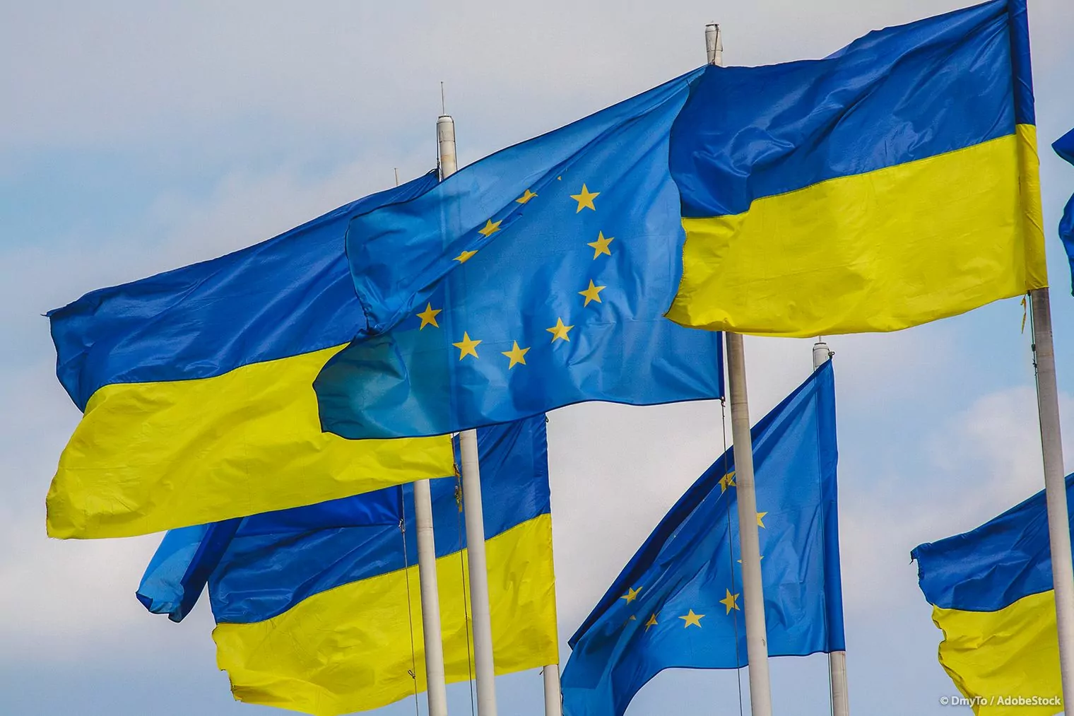 Ukraine and EU flags