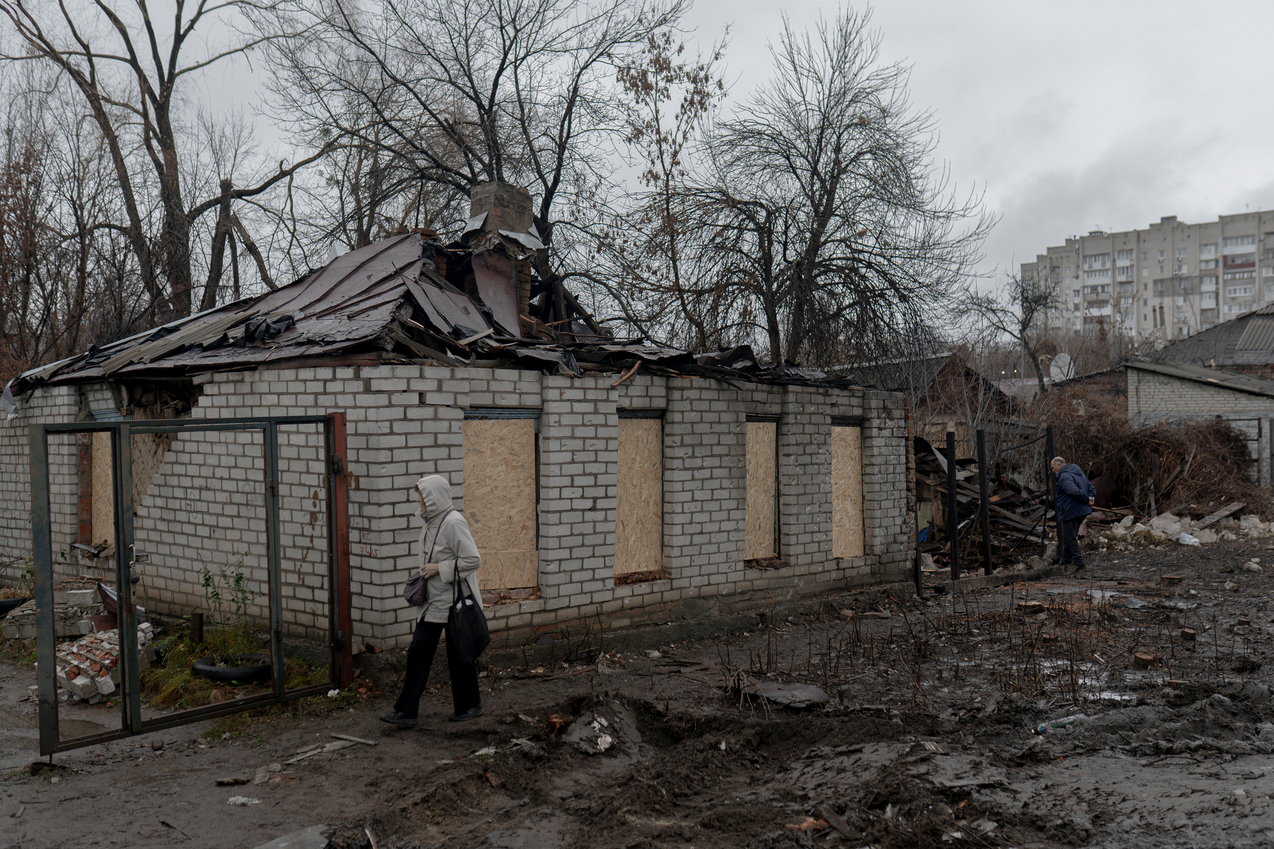 Damaged house in Kharkiv after Russian attack on the city.
