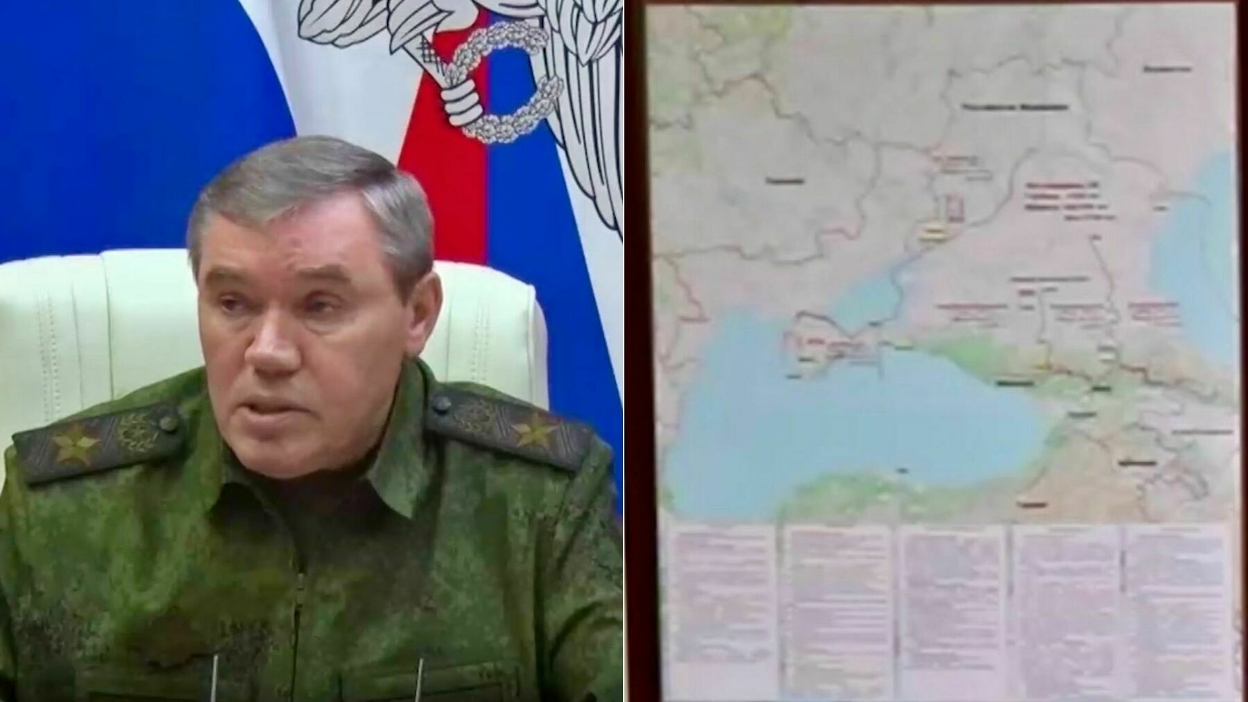 Russian map behind top general hints at ambitions to seize Odesa, Kharkiv
