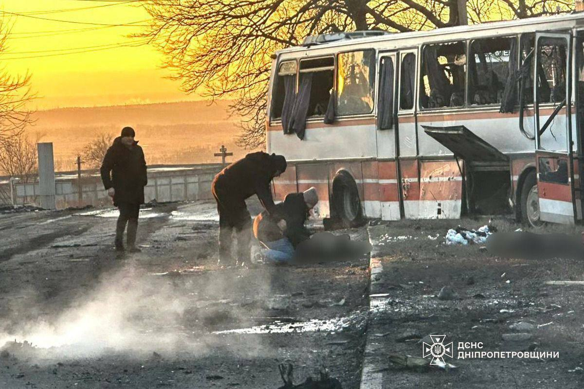 Russian drone attack on bus in Dnipropetrovsk Oblast kills 12, injures 7