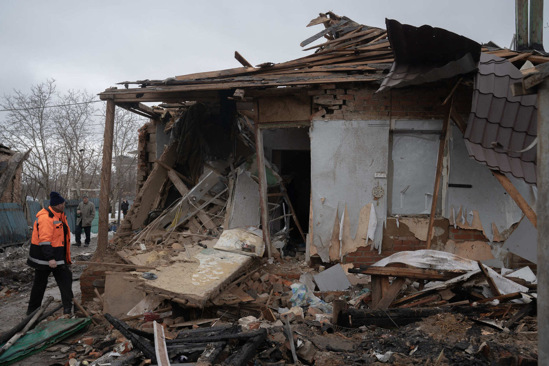 Destroyed house in the Saltivskyi district