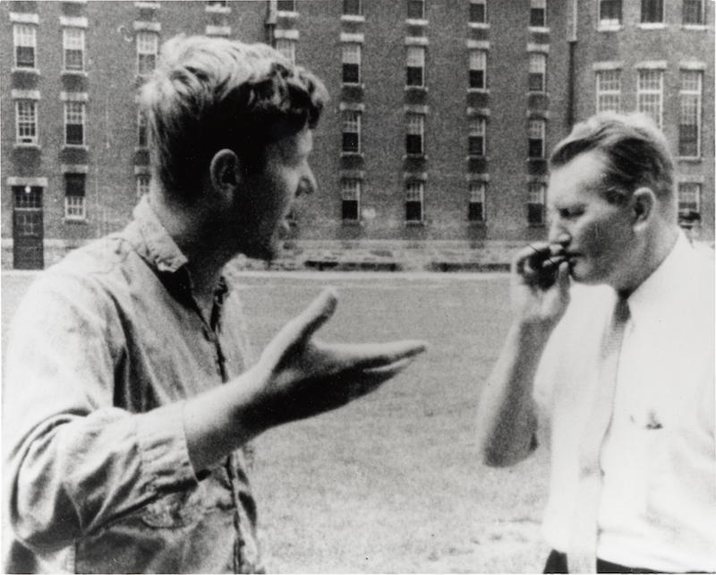 Still-frame from Titicut Follies showing an inmate arguing with his doctor.