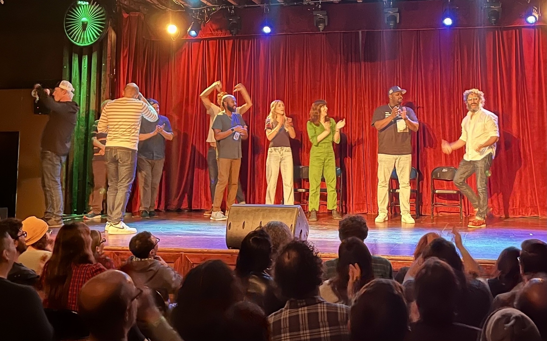 On stage: Paul Scheer, Jason Mantzoukas, Rob Huebel, Edi Patterson, Lisa Gilroy, Carl Tart, Seth Morris, Owen Burke, Chad Carter, Phil Augusta Jackson. 