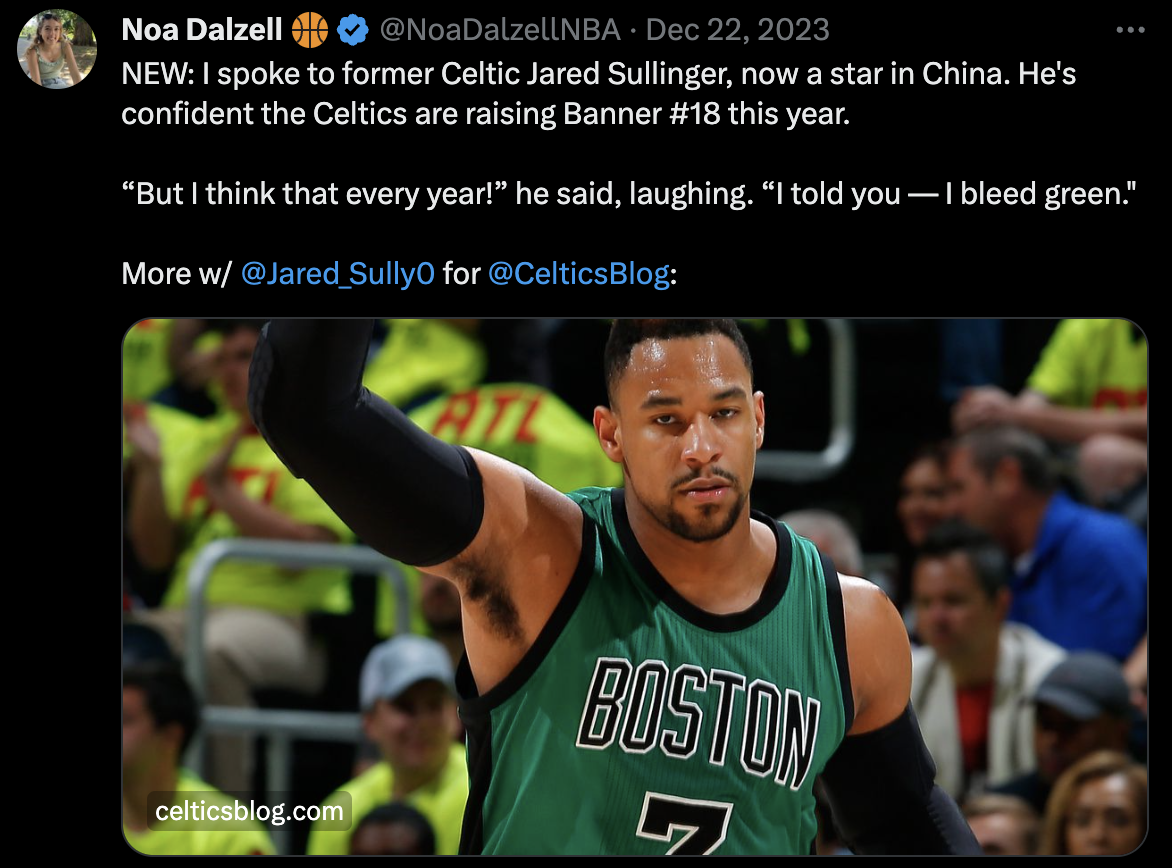 A Twitter screenshot showing a Boston Celtics picture with a small text overlay in the corner that says celticsblog.com