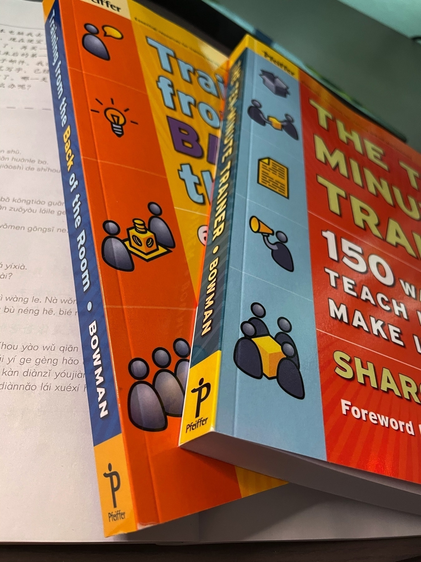 Books: Ten minute trainer and Teaching from the Back of the Room on top of each other