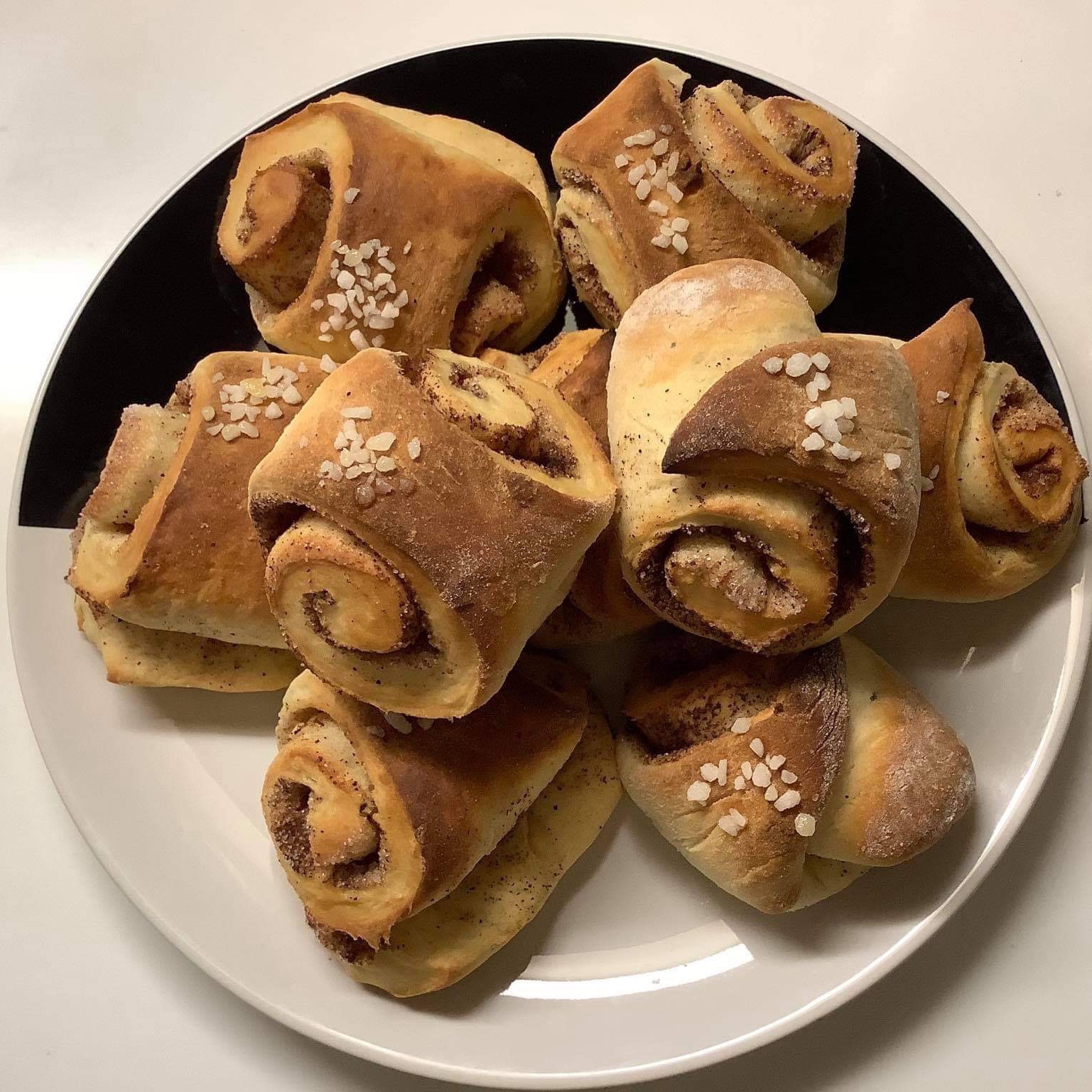 a plate of Finnish style cinnamon buns