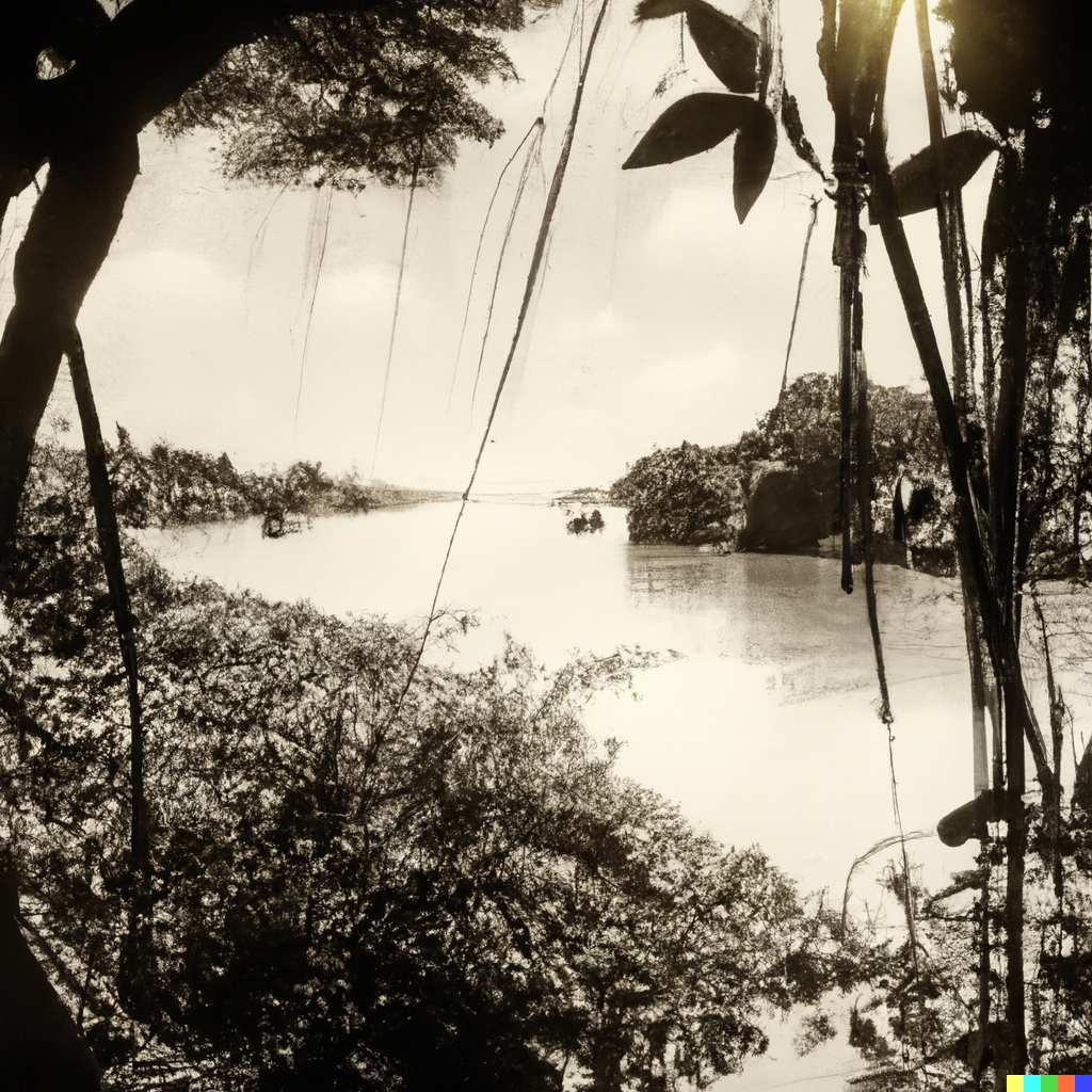 dall-e generated black and white photo of the congo river
