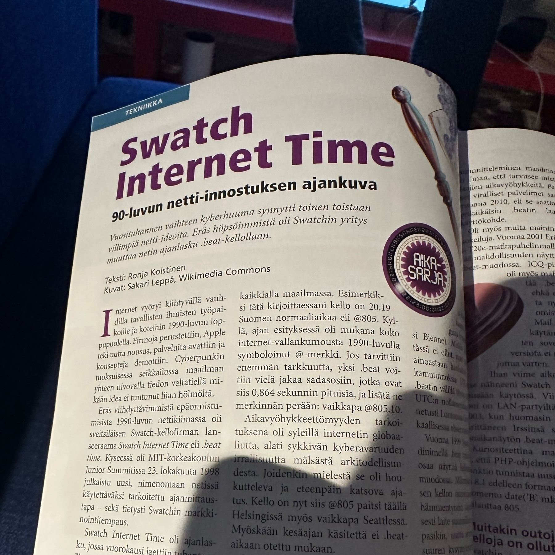 magazine headline "Swatch Internet Time" glossy paper