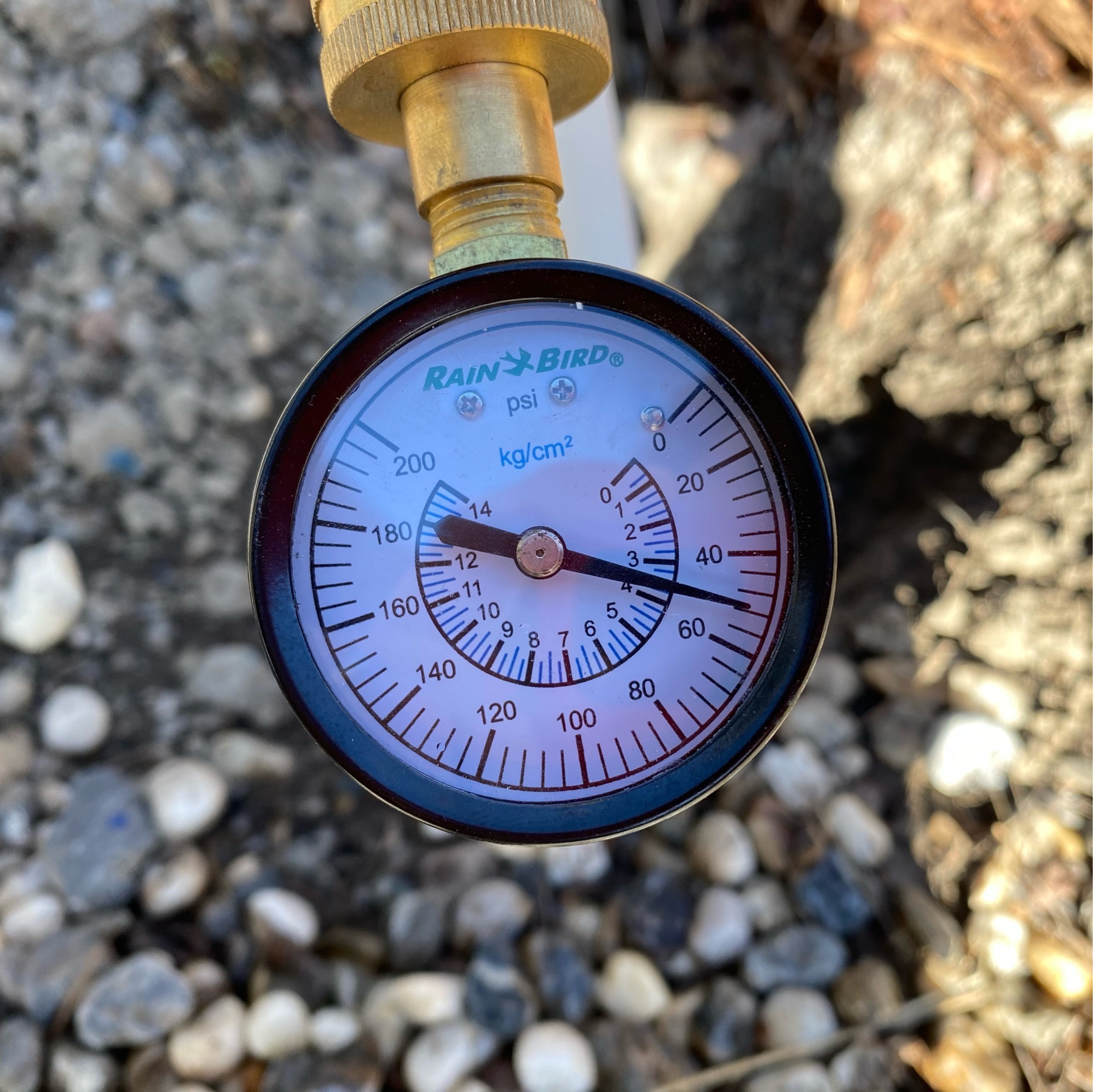 pressure gauge showing a reading of about 50 PSI.