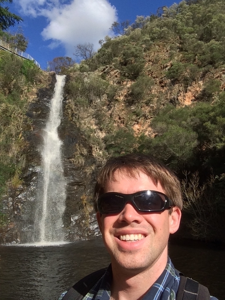 Selfie of me in front of Waterfall Gully’s titular waterfall.