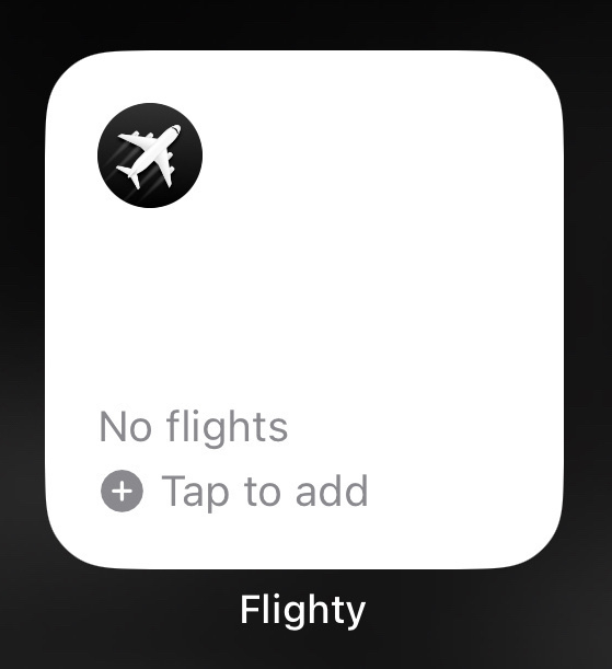 Empty Flighty widget reading “No Flights”