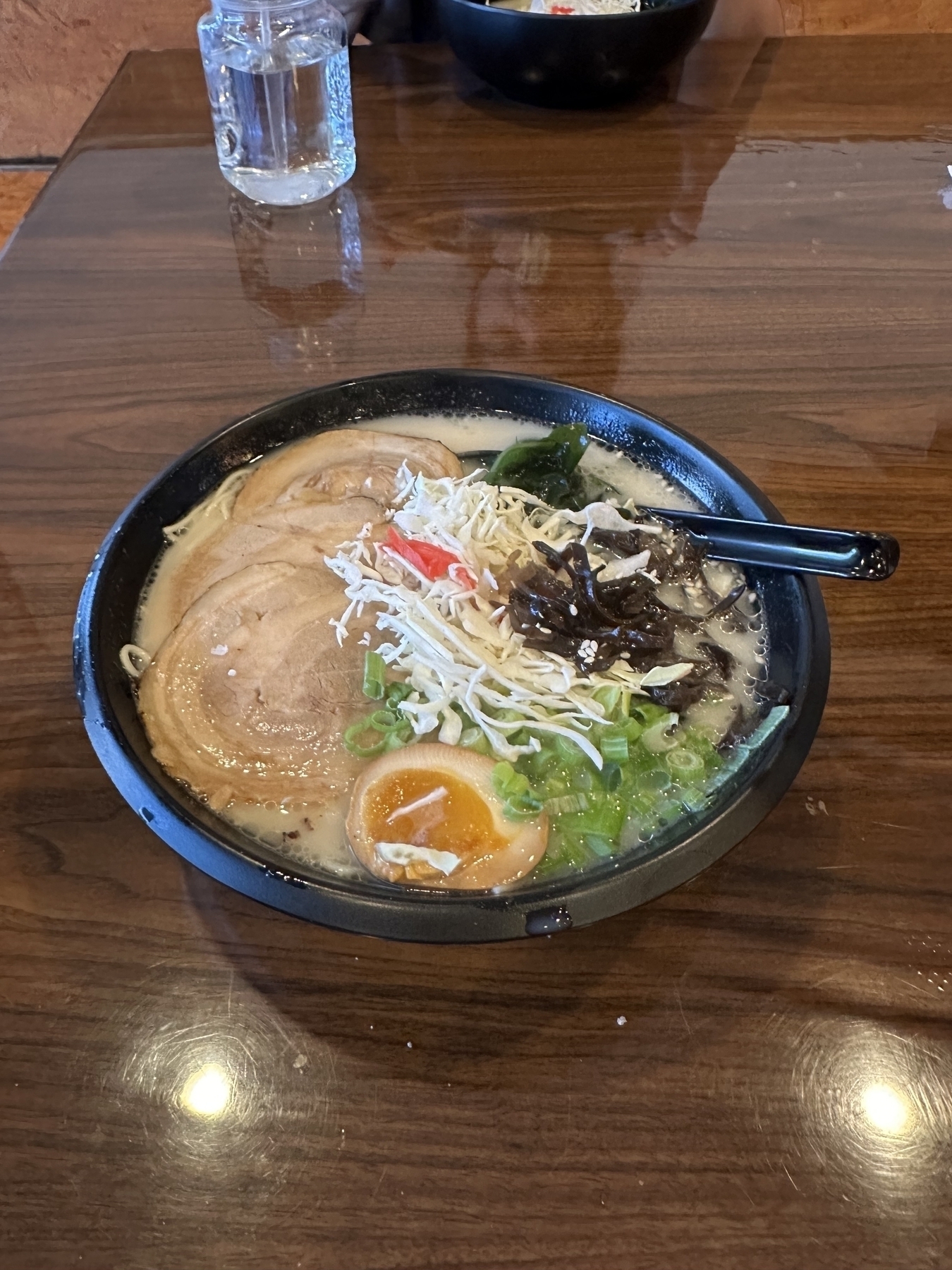 Ramen that looks pretty, with egg and mushrooms and seaweed, but tasted awful.