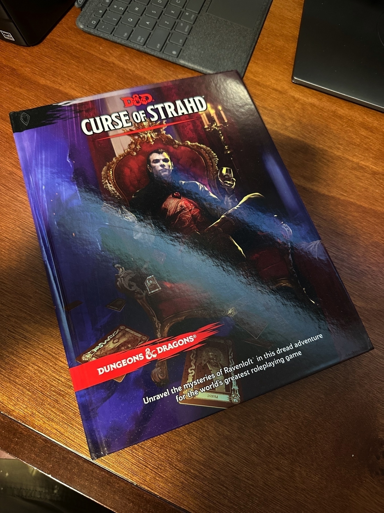 The hardcover version of “The Curse of Strahd” Dungeons and Dragons adventure.