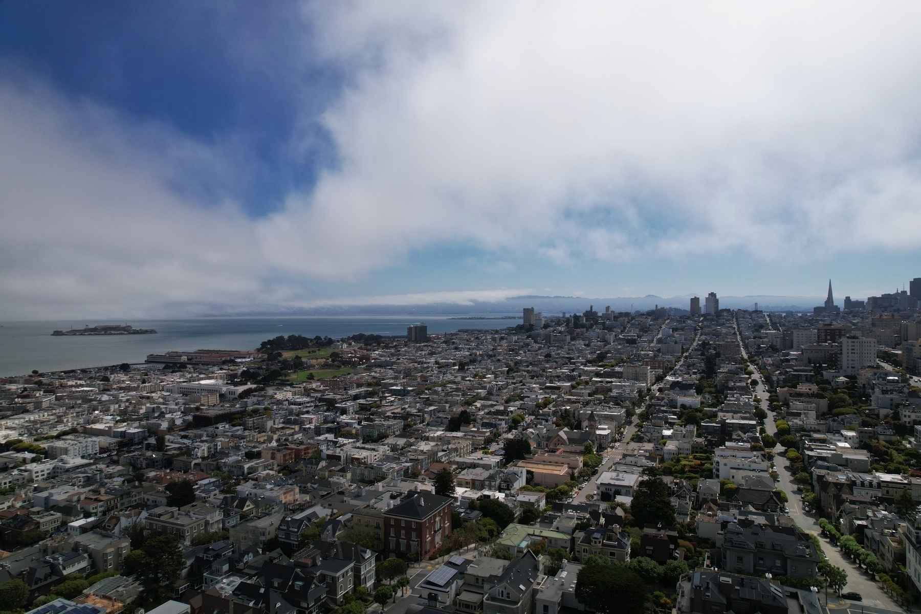 View of San Francisco from a drone