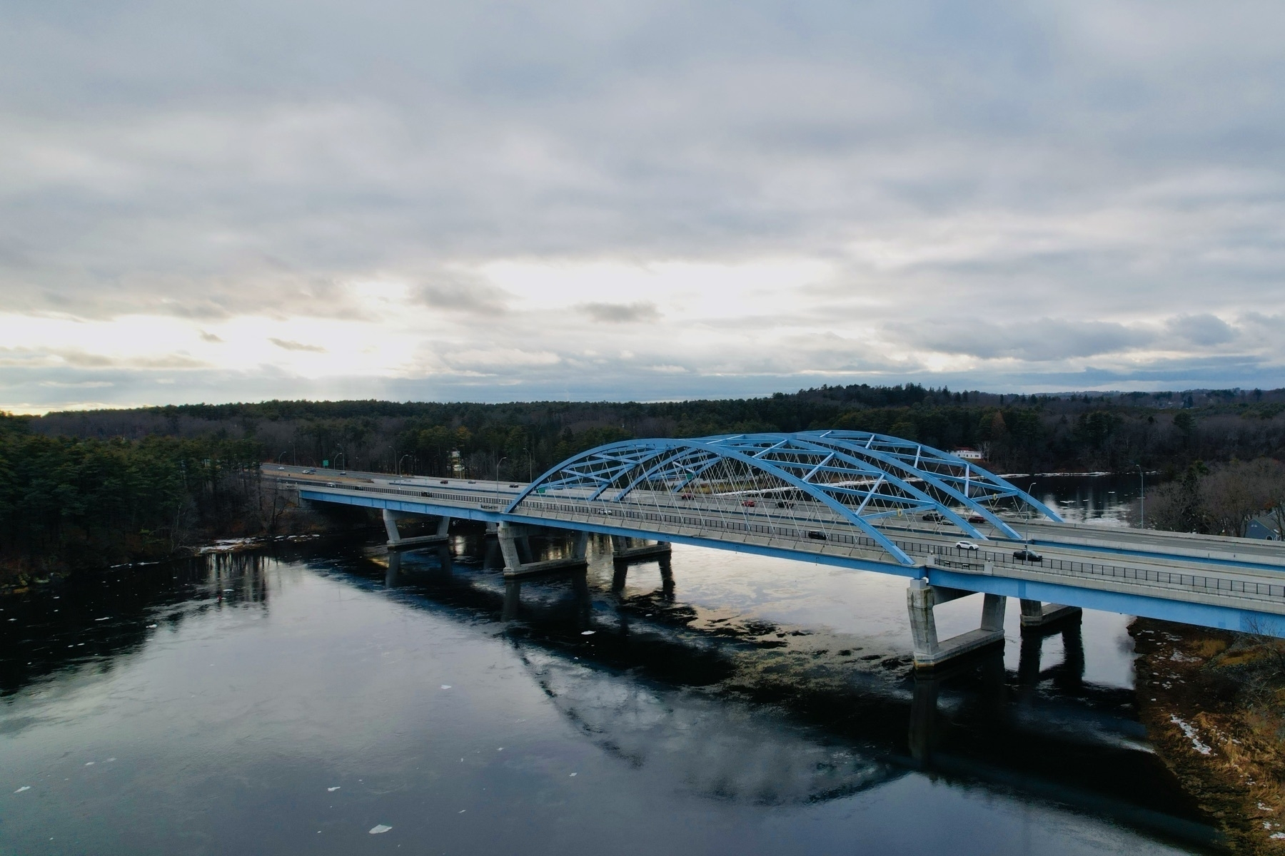 Whittier Bridge in Amesbury MA from a drone