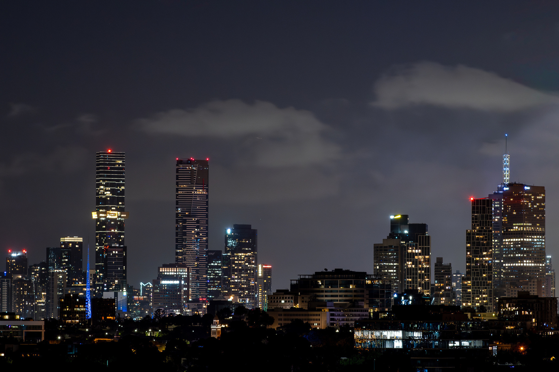 Melbourne skyline at night.