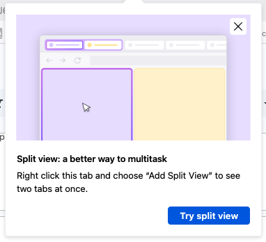 a popup window in firefox showing that it is now possible to tile two tabs in the same window&10;&10;for some reason
