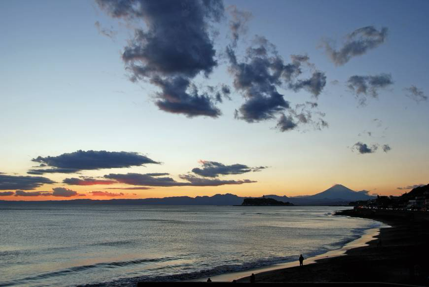 just after sunset sky over Kamakura beach in Kanagawa Japan.
