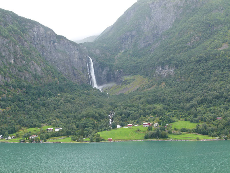 Norway scenery with waterfall