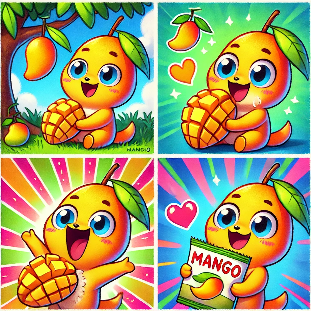 AI Generated - A mango shaped character eating mango