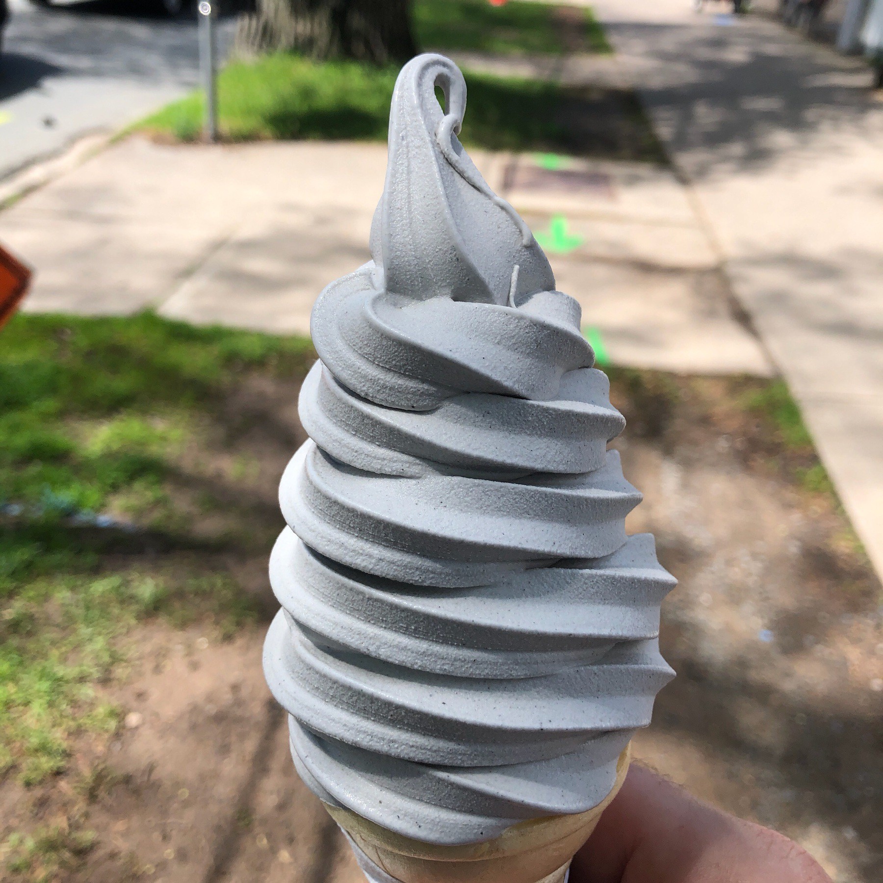 Soft serve ice cream in cone.