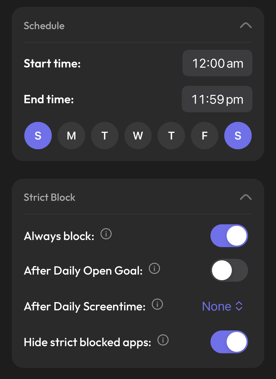 More advanced settings via the ScreenZen app