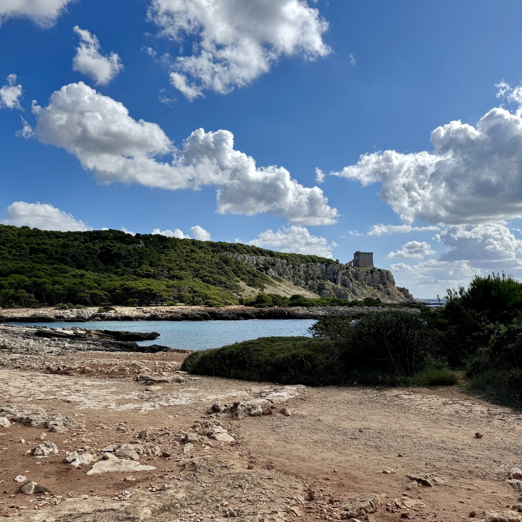 A beach at a nature reserve on a clear autumn day. Porto Selvaggio, Salento, Italy.