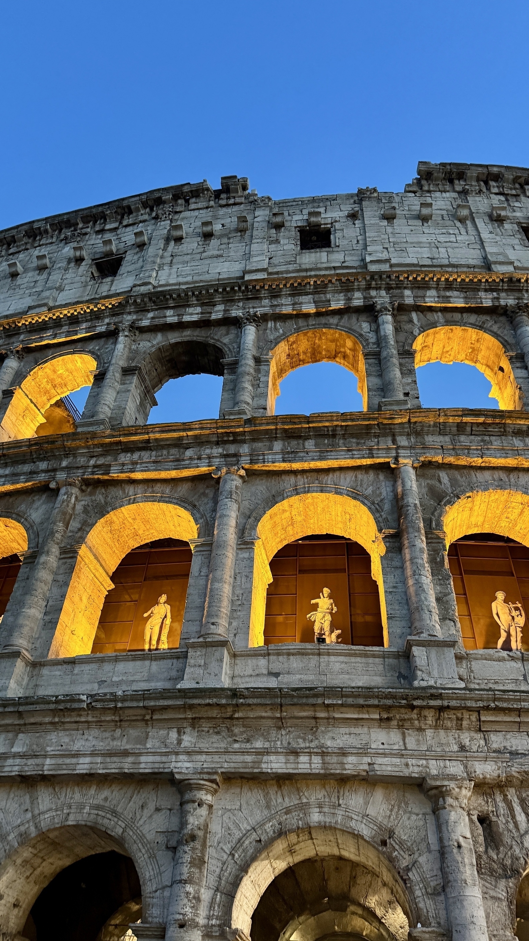 The colosseum in Rome at sunset. 