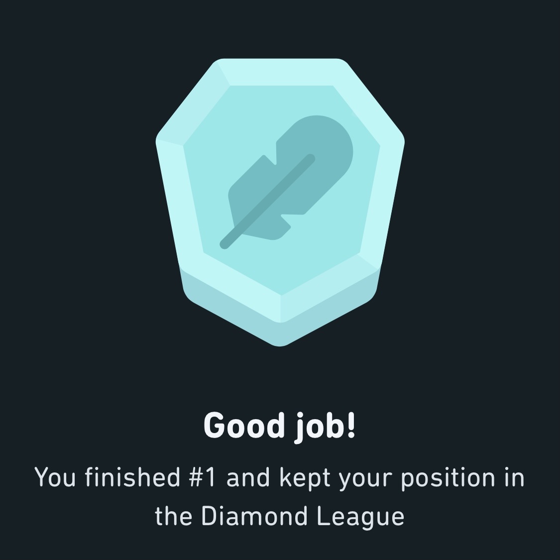 Finished #1 in the Diamond League in Duolingo.