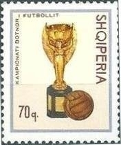 Stamp featuring the Jules Rimet trophy