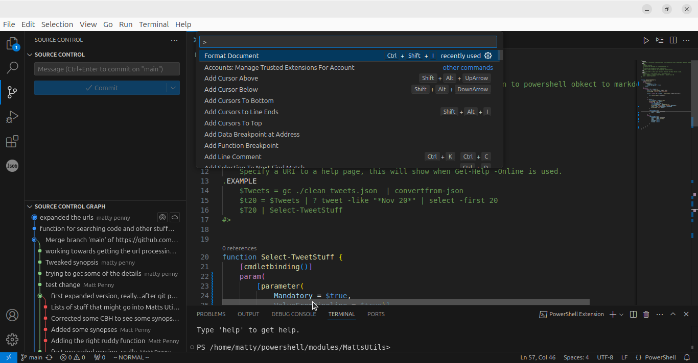 screenshot from vs code