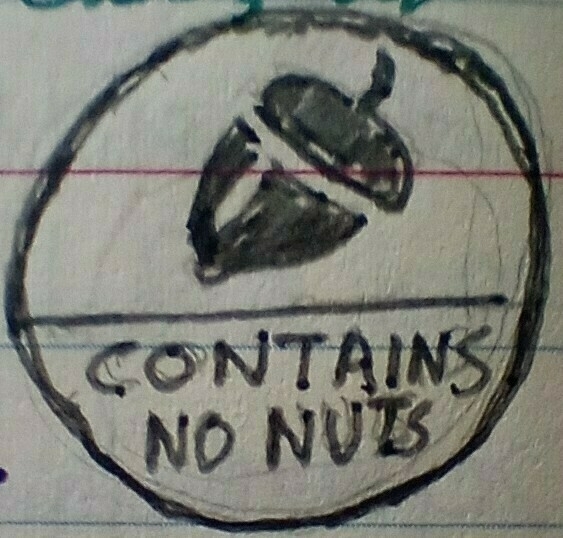 Copy of a 'contains nuts' warning, but with the word 'no' added