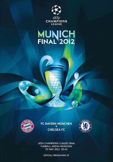 Poster for the 2012 UEFA Champions League Final between FC Bayern München and Chelsea FC at the Fußball Arena München.