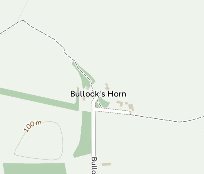 map showing Bullocks Horn in north Wiltshire 