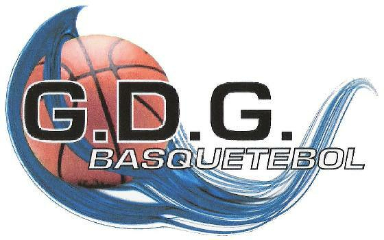 A basketball is surrounded by flowing blue elements with the letters G.D.G. BASQUETEBOL in front.