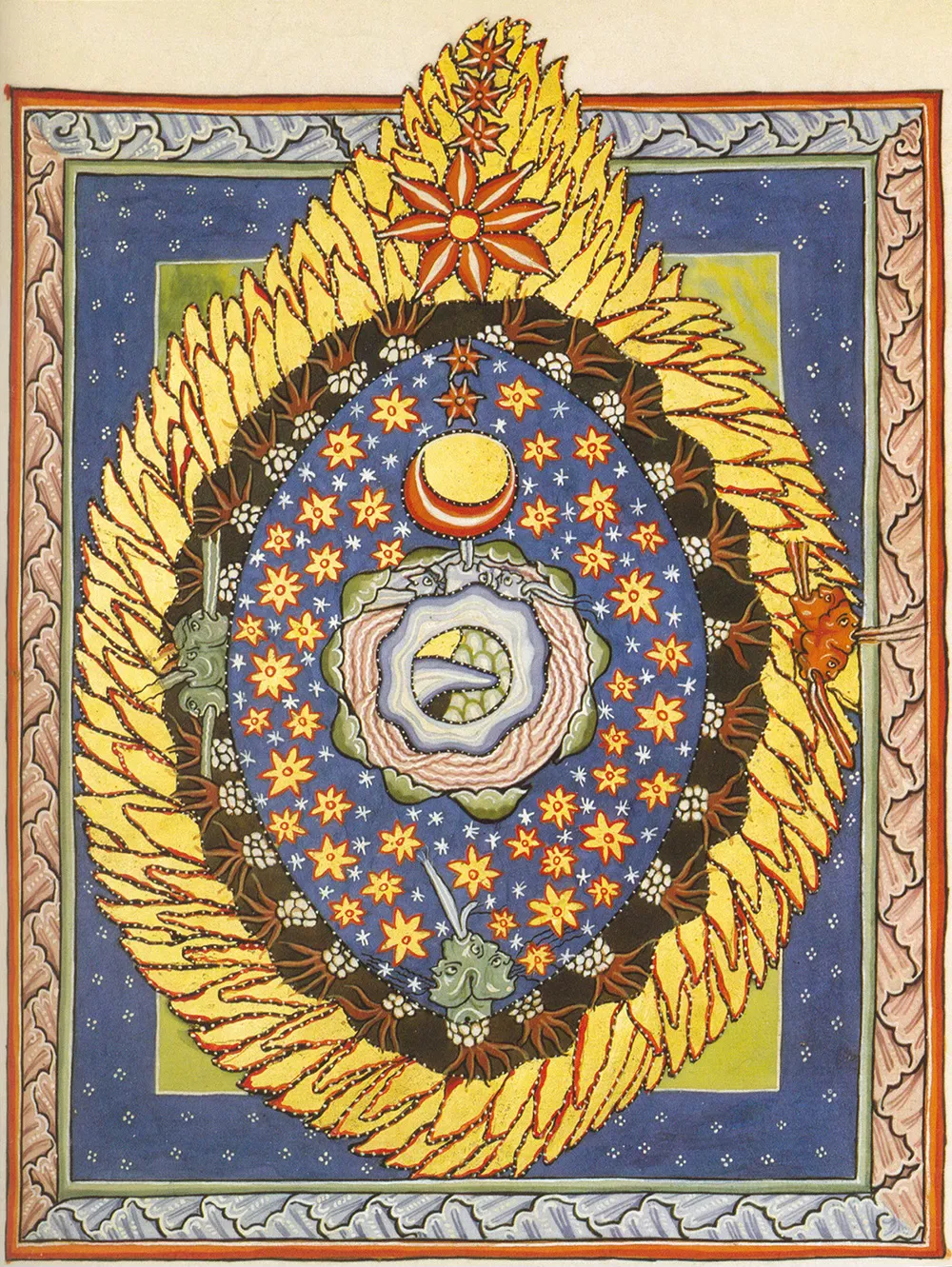 Manuscript illumination by Hildegard of Bingen resembling a visual disturbance similar to that experienced during a migraine