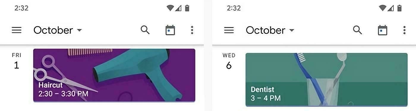 Example of Google Calendar illustrations