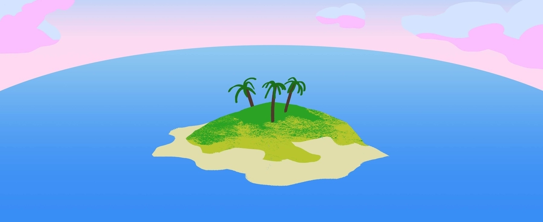 Illustration of an island in the middle of the sea