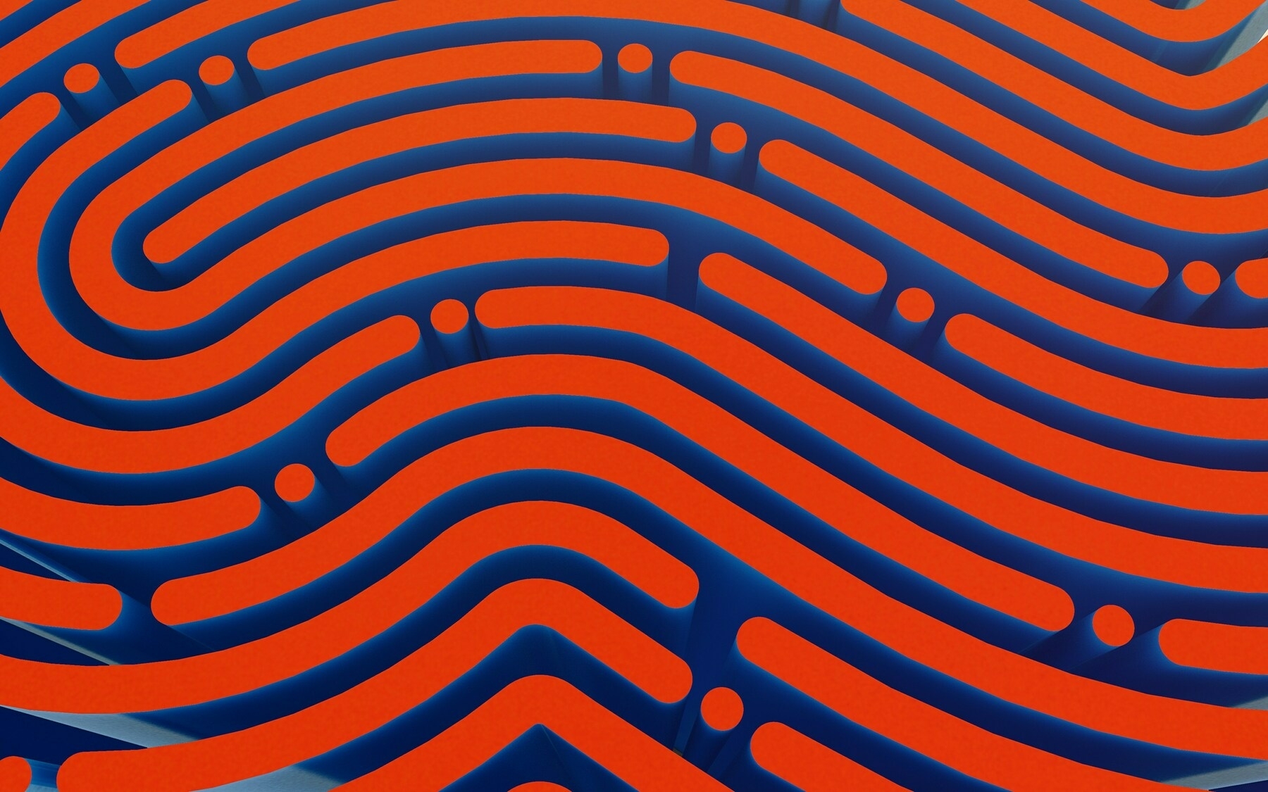 Auto-generated description: A stylized red fingerprint pattern is set against a dark blue background.