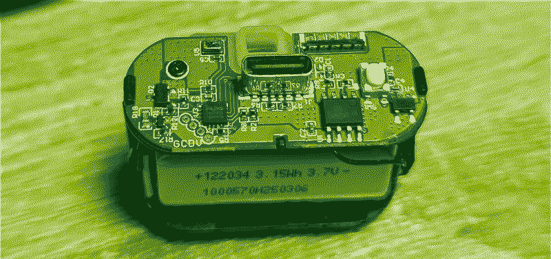 Pixellated image of the innards from a disposable vape
