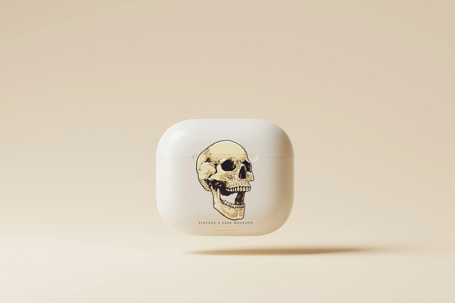 Airpods with a skull sticker on it
