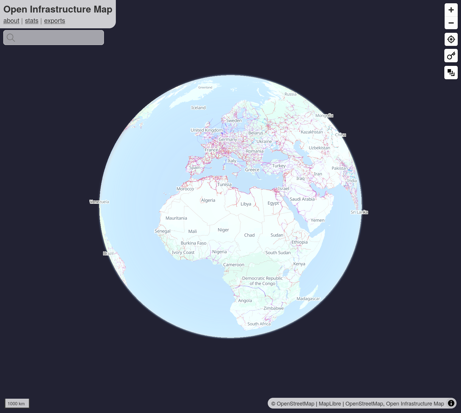 Auto-generated description: A digital map displays the globe with outlined infrastructure networks across Europe, Africa, and parts of Asia and the Middle East.