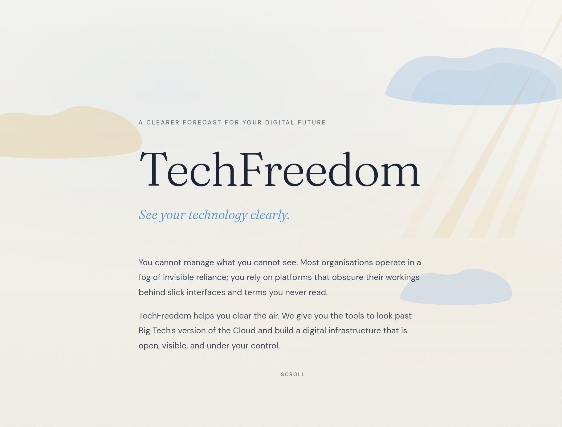 Auto-generated description: TechFreedom encourages users to see their technology clearly by promoting a transparent and user-controlled digital infrastructure.