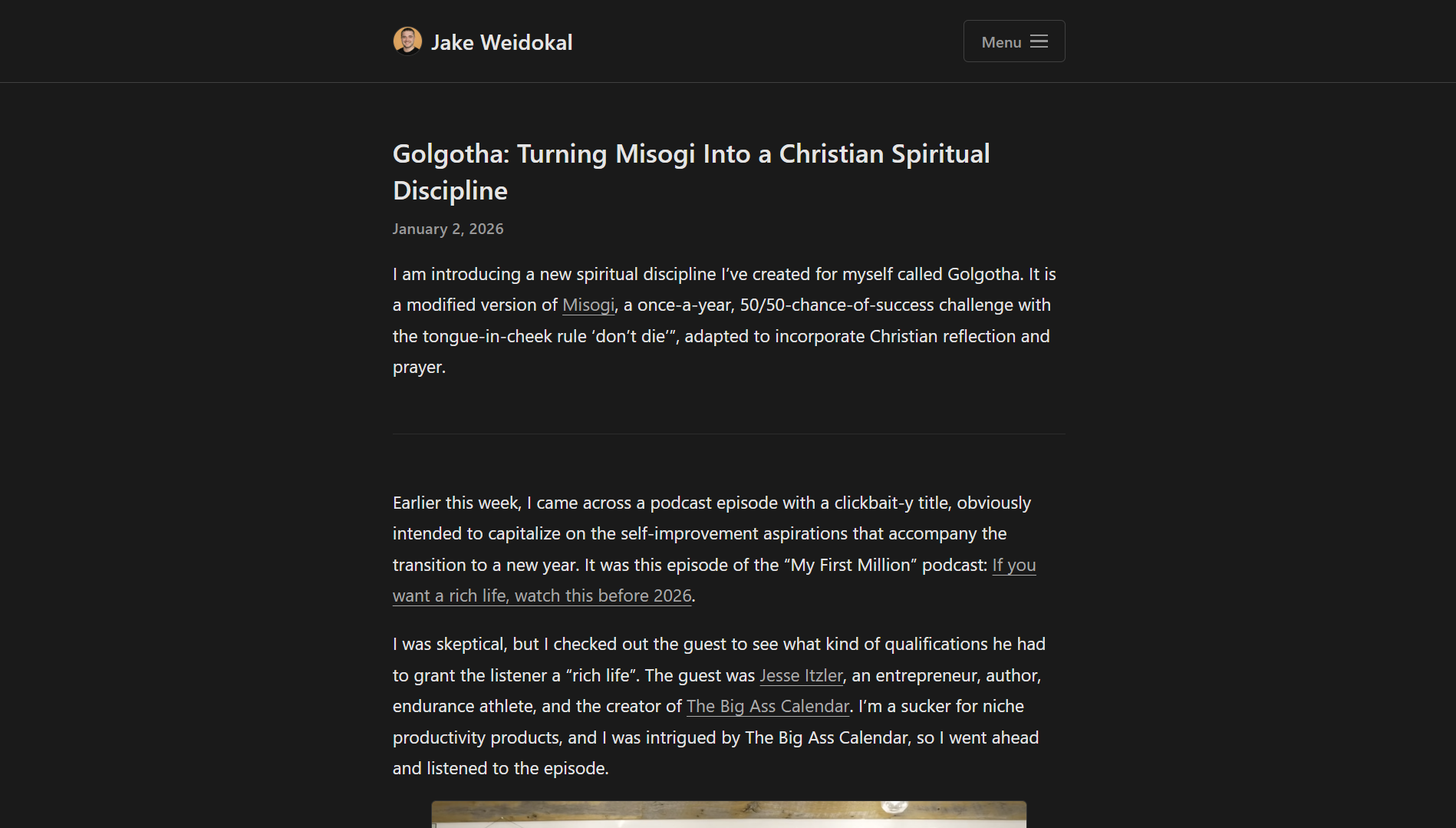 The new home page of weidok.al, showing the new theme.