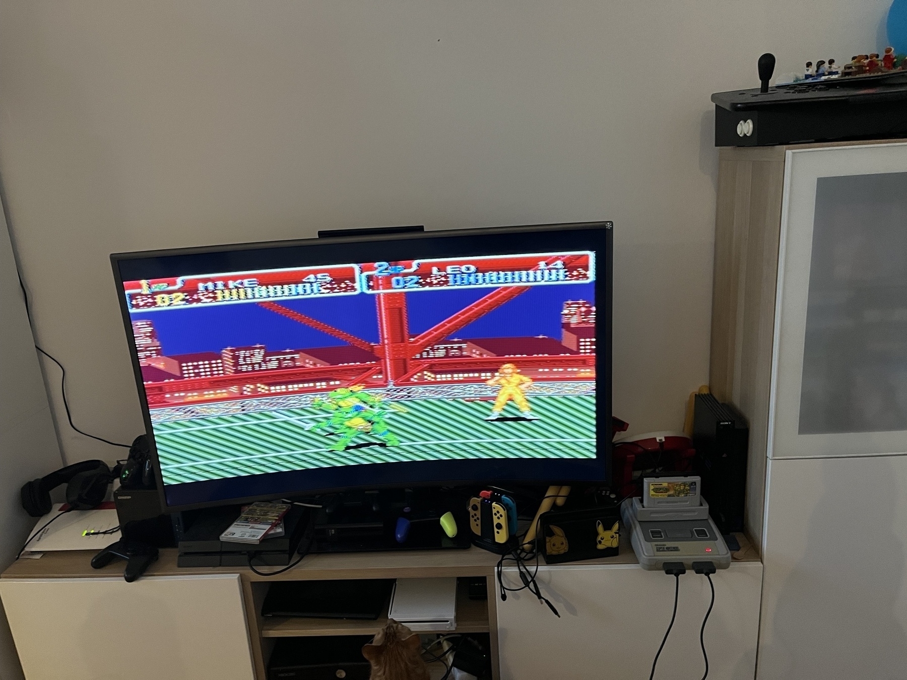 Turtles in Time playing on a SNES