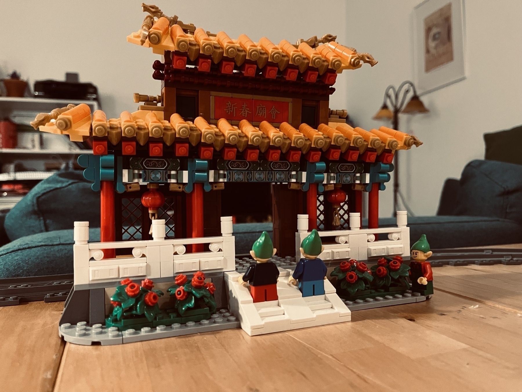 Lego Chinese New Years Temple with three Elves