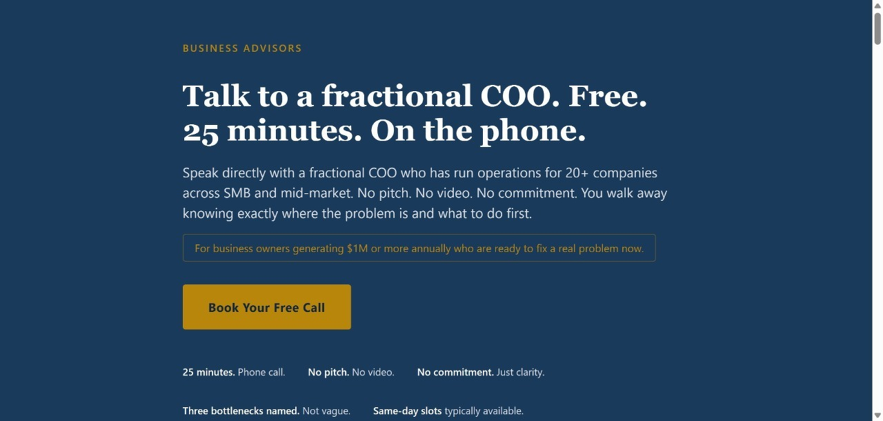 Free 25-Minute Fractional COO Diagnostic Call | Business Advisors
