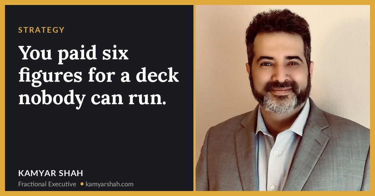 You paid six figures for a deck nobody can run.