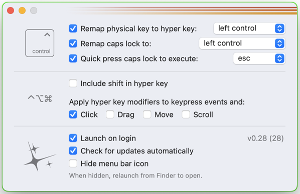 Hyperkey settings