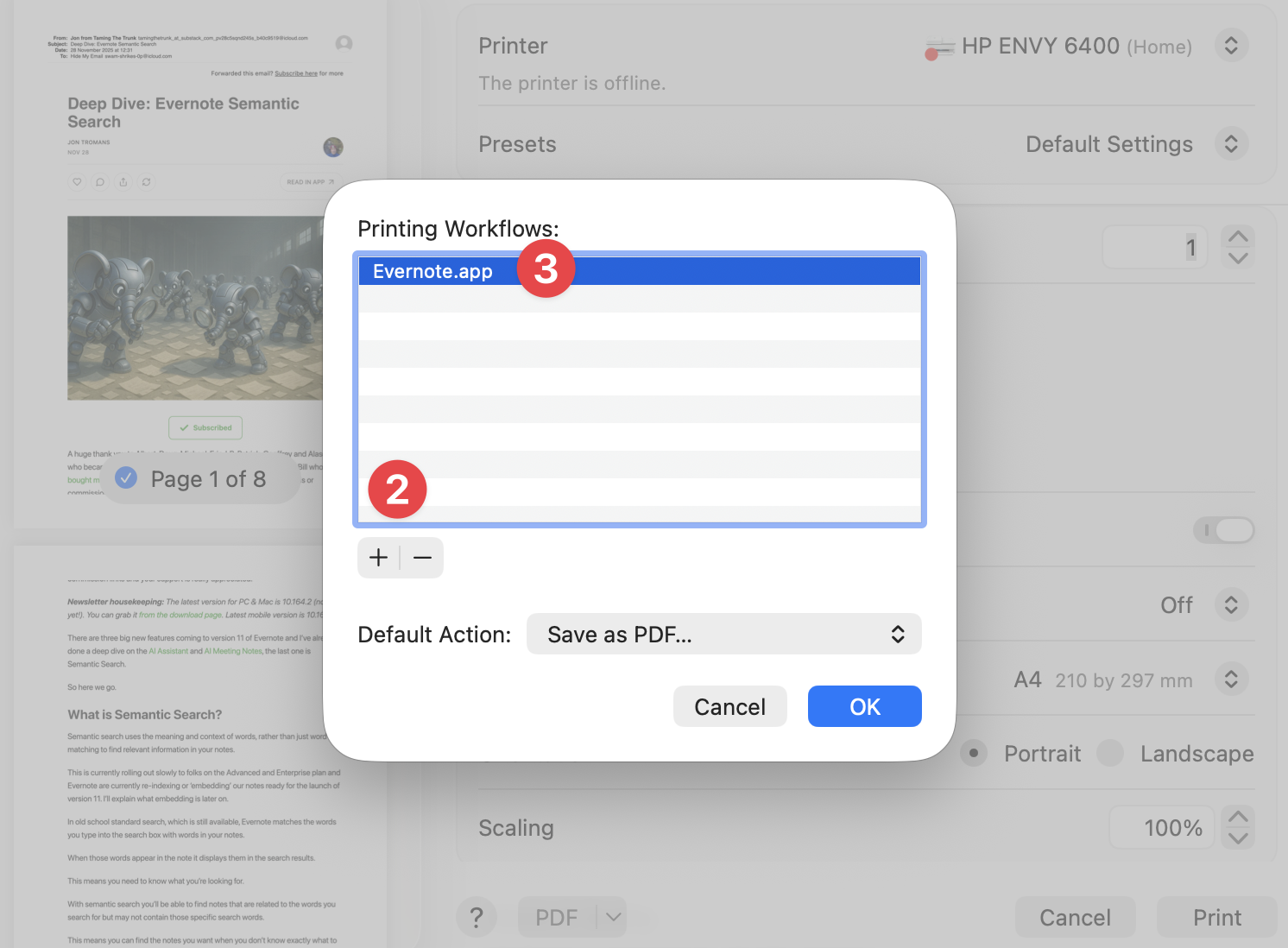 Add Evernote to the Print dialog
